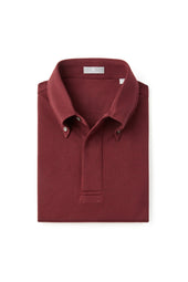 Burgundy Button Down Collar Polo - Short Sleeve Davis Fit (Slim)