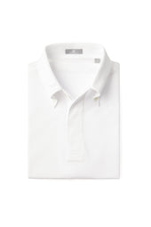 White Button Down Collar Polo - Short Sleeve Davis Fit (Slim)
