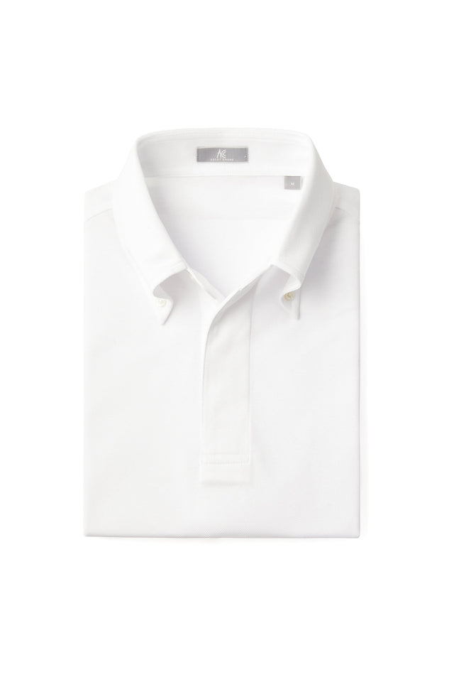 White Button Down Collar Polo - Short Sleeve Davis Fit (Slim)