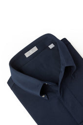 Navy Blue Button Down Collar Polo - Short Sleeve Davis Fit (Slim)
