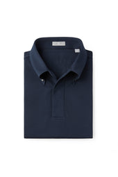 Navy Blue Button Down Collar Polo - Short Sleeve Davis Fit (Slim)