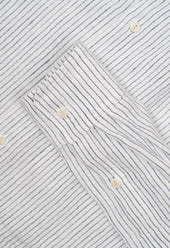E13 IRISH LINEN COLLARLESS BLUE STRIPED SHIRT