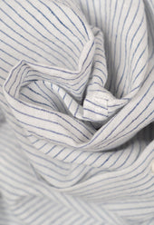 E13 IRISH LINEN COLLARLESS BLUE STRIPED SHIRT