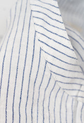 E13 IRISH LINEN COLLARLESS BLUE STRIPED SHIRT