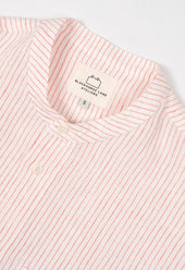 E13 IRISH LINEN COLLARLESS RED STRIPED SHIRT