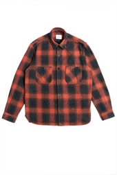E16 MENS JAPANESE FLANNEL WORKSHIRT RED/BLACK OMBRE