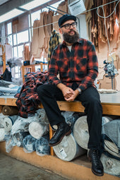 E16 MENS JAPANESE FLANNEL WORKSHIRT RED/BLACK OMBRE