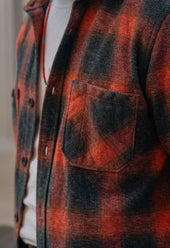 E16 MENS JAPANESE FLANNEL WORKSHIRT RED/BLACK OMBRE