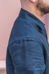 E16 MENS IRISH LINEN WORKSHIRT NAVY
