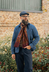 Burgundy Floral Wool Silk Scarf