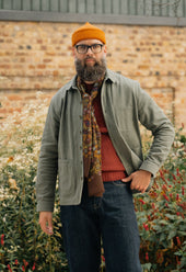 Brown Peacock and Floral Wool Silk Scarf