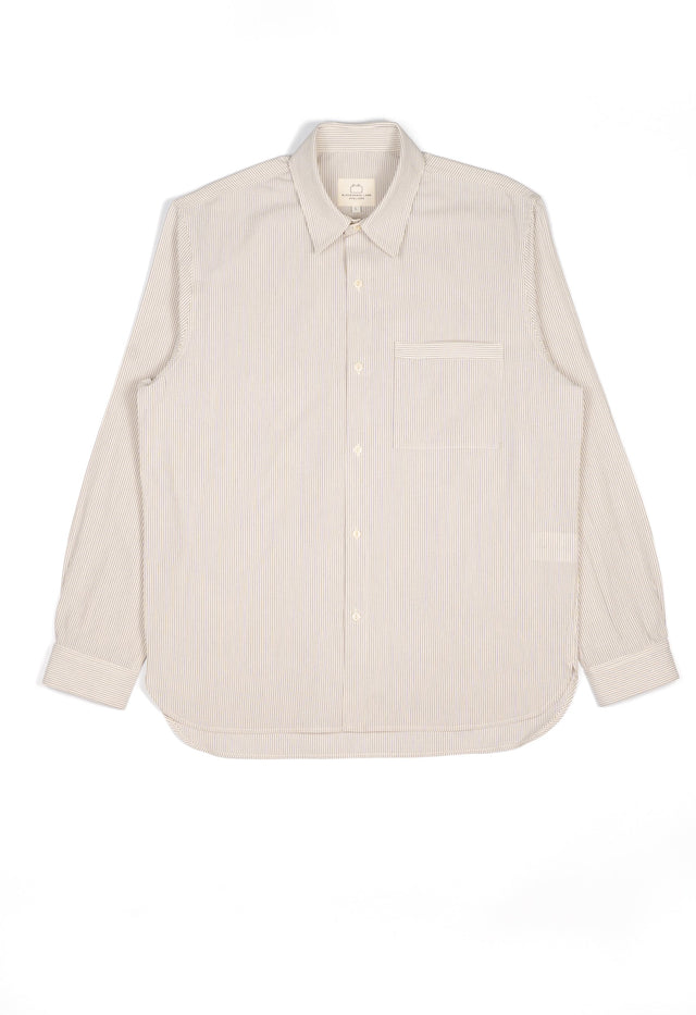 E20 MENS JAPANESE COTTON BLUE AND ECRU STRIPE 'DAY SHIRT'