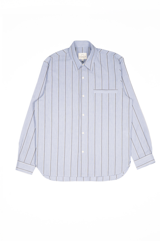 E20 MENS JAPANESE COTTON NAVY MULTI TRACK STRIPE 'DAY SHIRT'