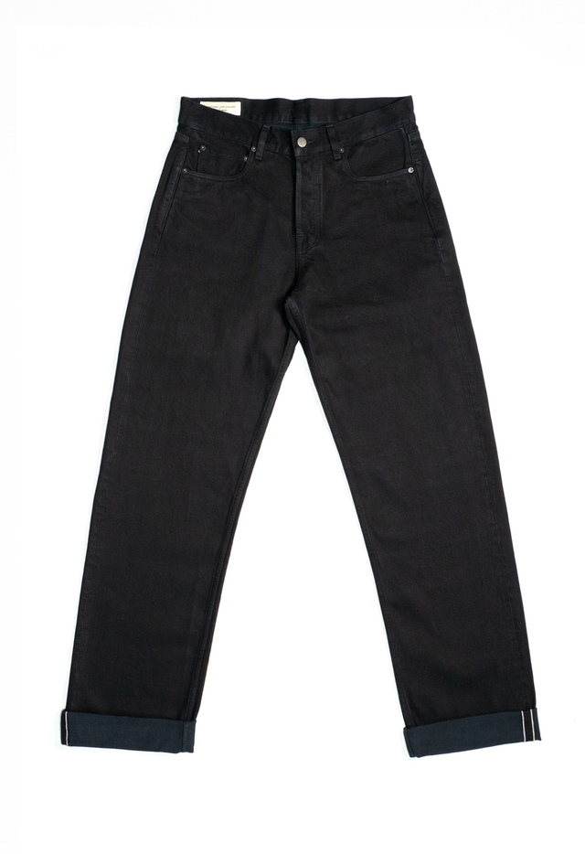 E6 Wide Straight ’Stay Black’ 14.5oz Italian Selvedge Unisex Jeans