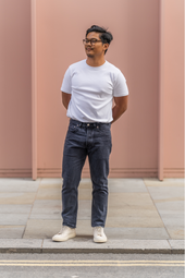 E8 Slim Tapered Washed Black 15oz Italian Selvedge Mens Jeans
