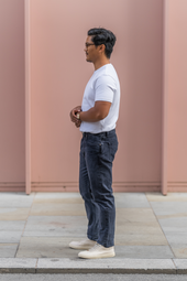 E8 Slim Tapered Washed Black 15oz Italian Selvedge Mens Jeans