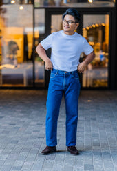 E9 Modern Straight Mid Wash Indigo 14oz Spanish Jeans