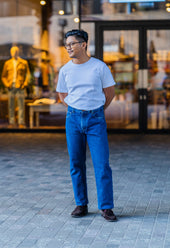 E9 Modern Straight Mid Wash Indigo 14oz Spanish Jeans