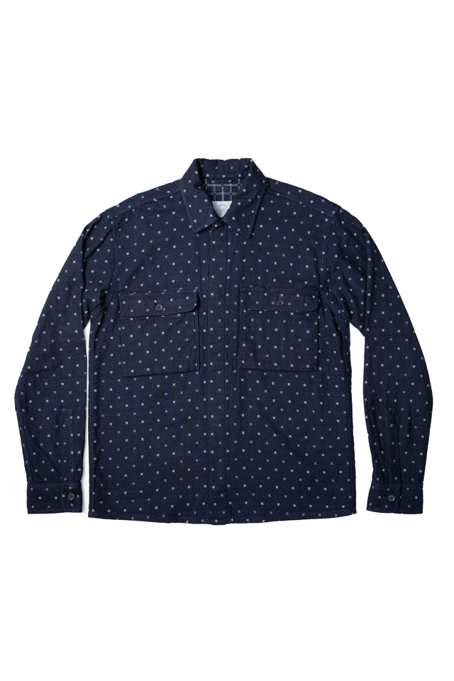 EC2 Mens Indigo Ikat Utility Shirt
