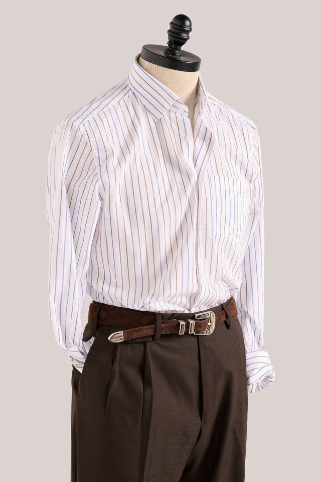 Bronte Lightweight Summer Shirt - Blue/Fox Brown