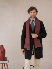 Charpe 100 Cachemire Chevrons Rouge Gris