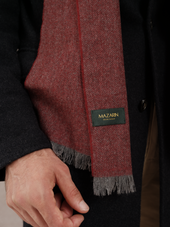 Charpe 100 Cachemire Chevrons Rouge Gris