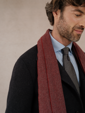 Charpe 100 Cachemire Chevrons Rouge Gris