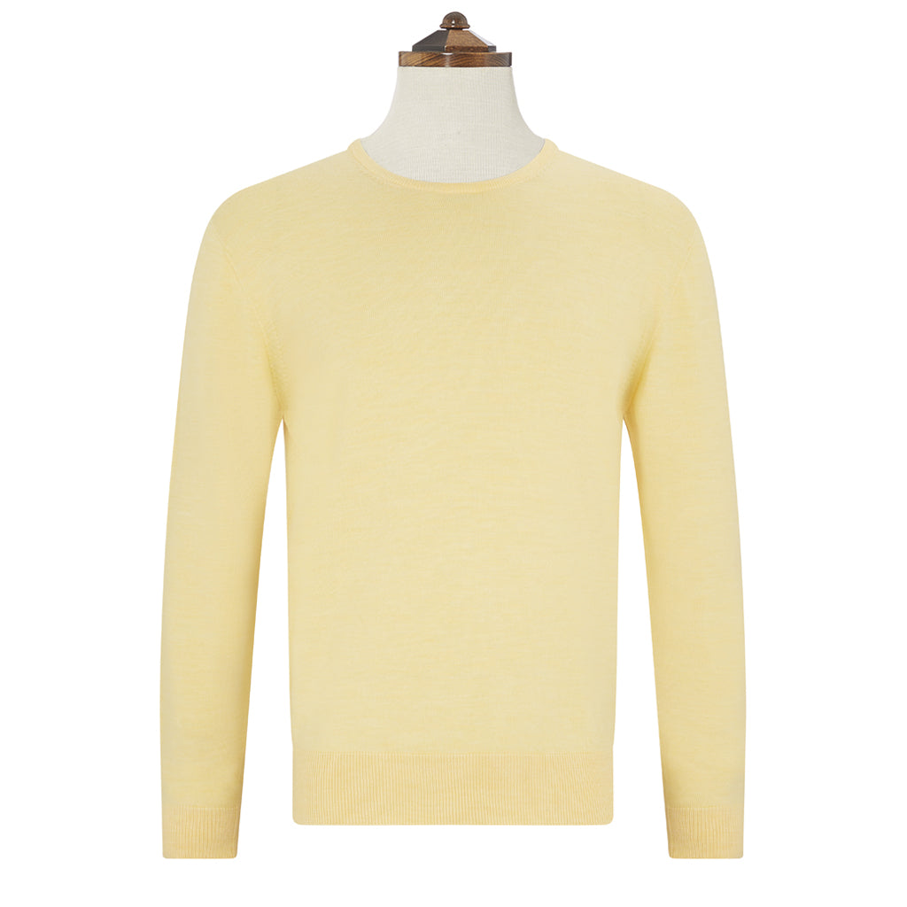 Kyan Pale Yellow Crew Neck Long Sleeve Pullover