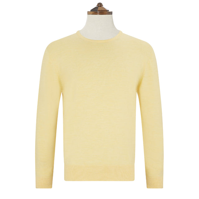Kyan Pale Yellow Crew Neck Long Sleeve Pullover