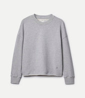 Retro Fleece Sweatshirt With Open Edge On Hem