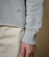 Retro Fleece Sweatshirt With Open Edge On Hem