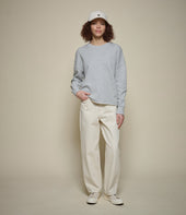 Retro Fleece Sweatshirt With Open Edge On Hem