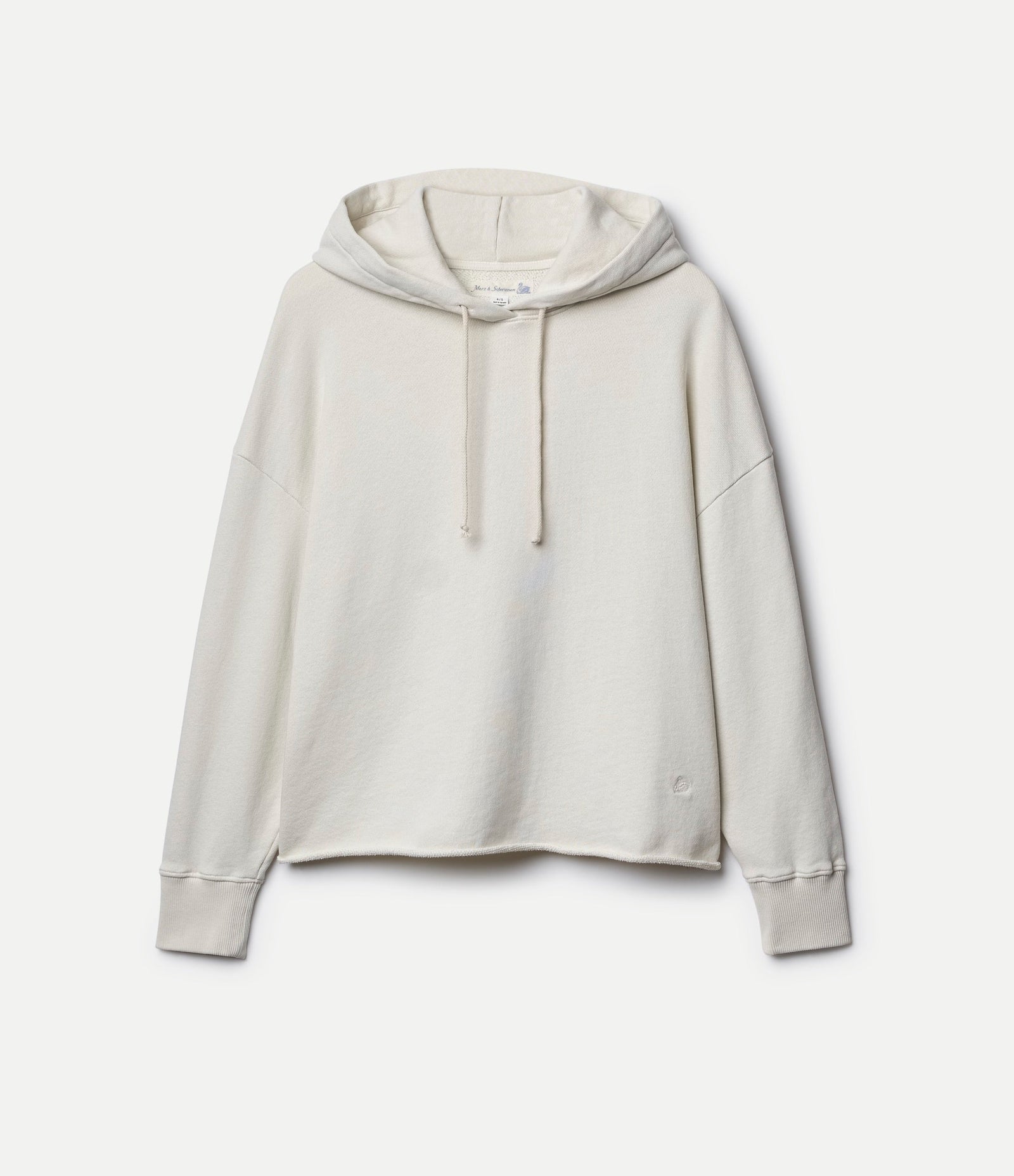 Retro Fleece Hoodie With Open Edge On Hem