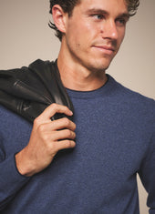 Crew Neck Knit Sweater Cashmere Blue