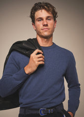 Crew Neck Knit Sweater Cashmere Blue