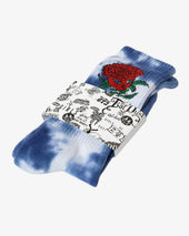 Rose Socks Cotton Tie Dye Blue