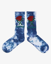 Rose Socks Cotton Tie Dye Blue
