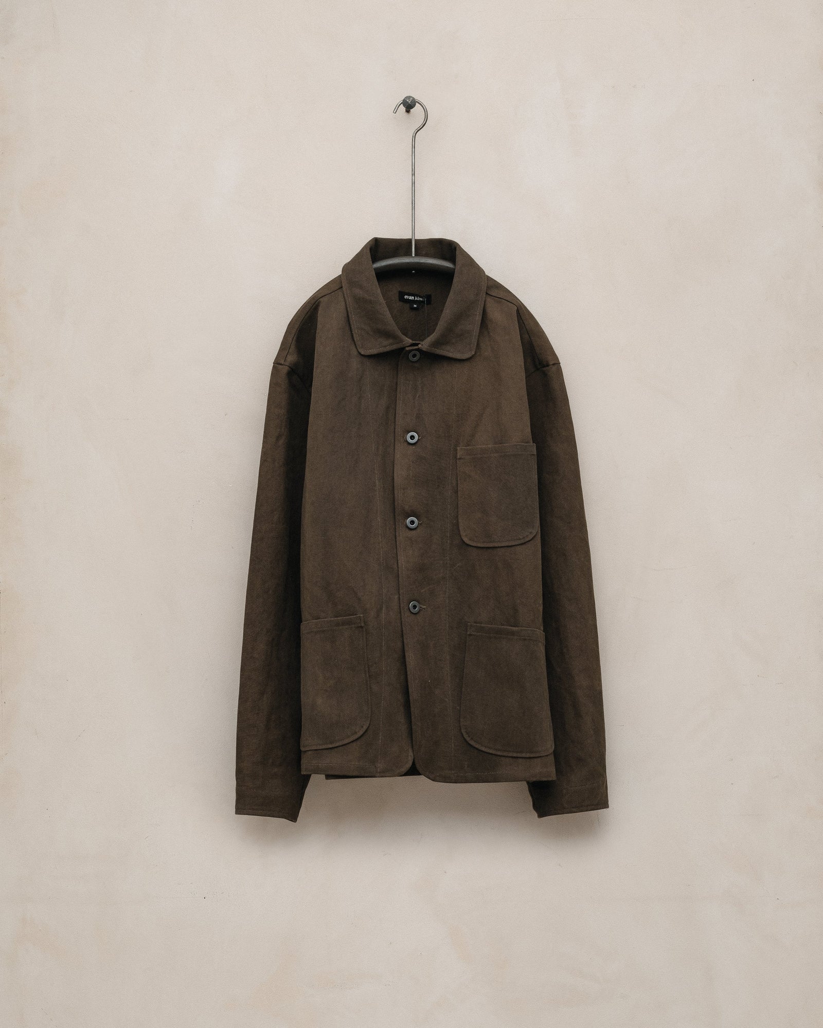 Three Pocket Jacket - Sumi Ink Cotton/Washi Canvas, Dark Olive