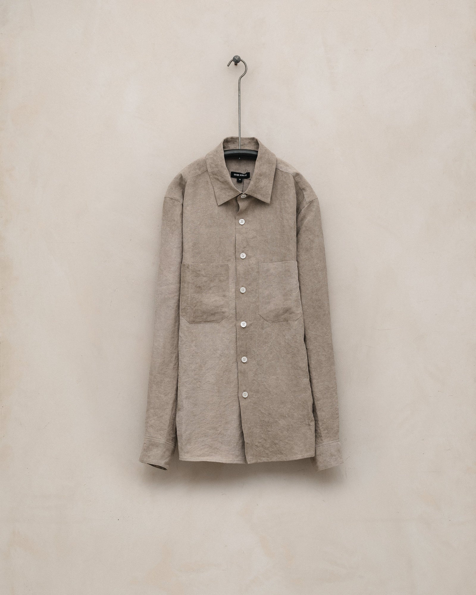 Two Pocket Shirt - Cold Dyed Hemp, Dark Beige