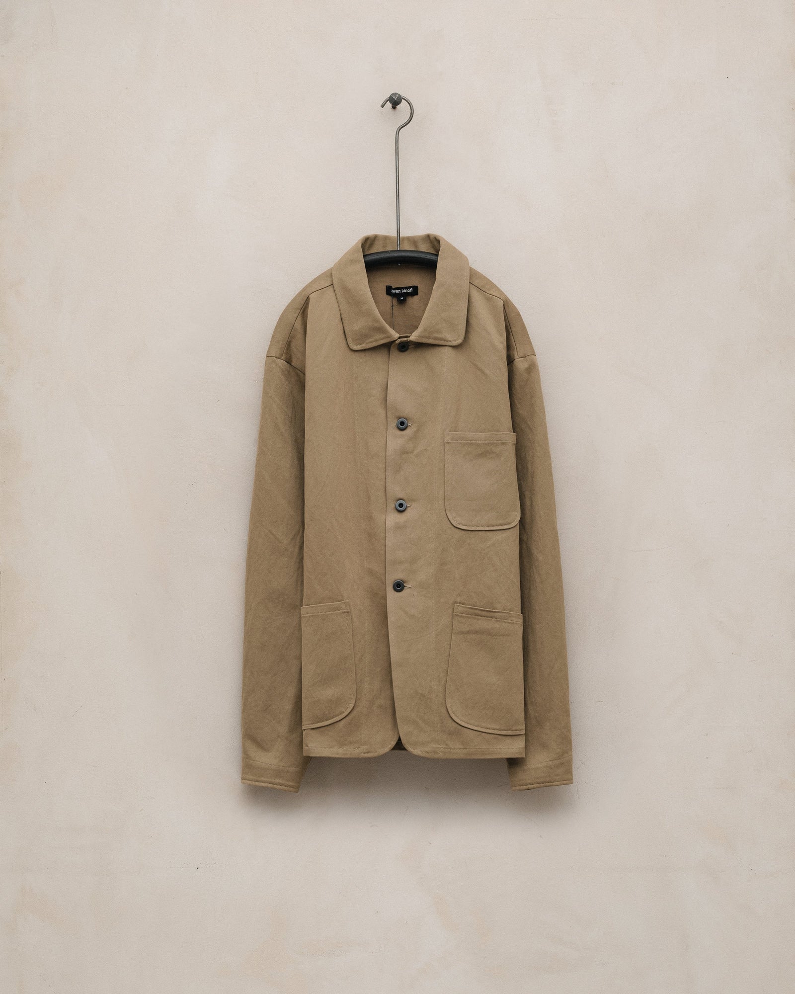 Three Pocket Jacket - Gallnut Cotton/Washi Twill, Khaki (Natural Gallnut Dye)