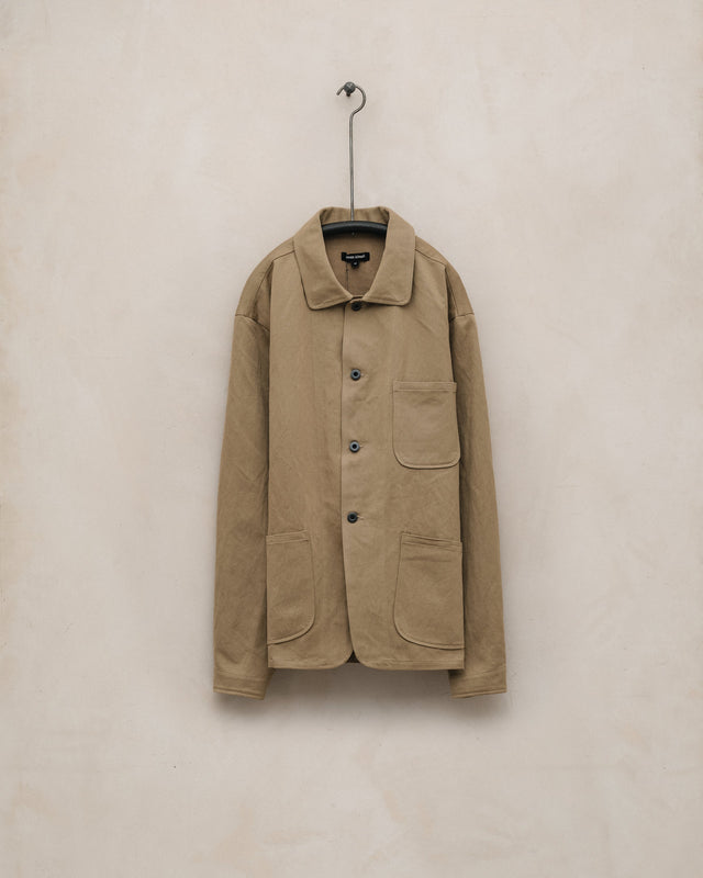 Three Pocket Jacket - Gallnut Cotton/Washi Twill, Khaki (Natural Gallnut Dye)