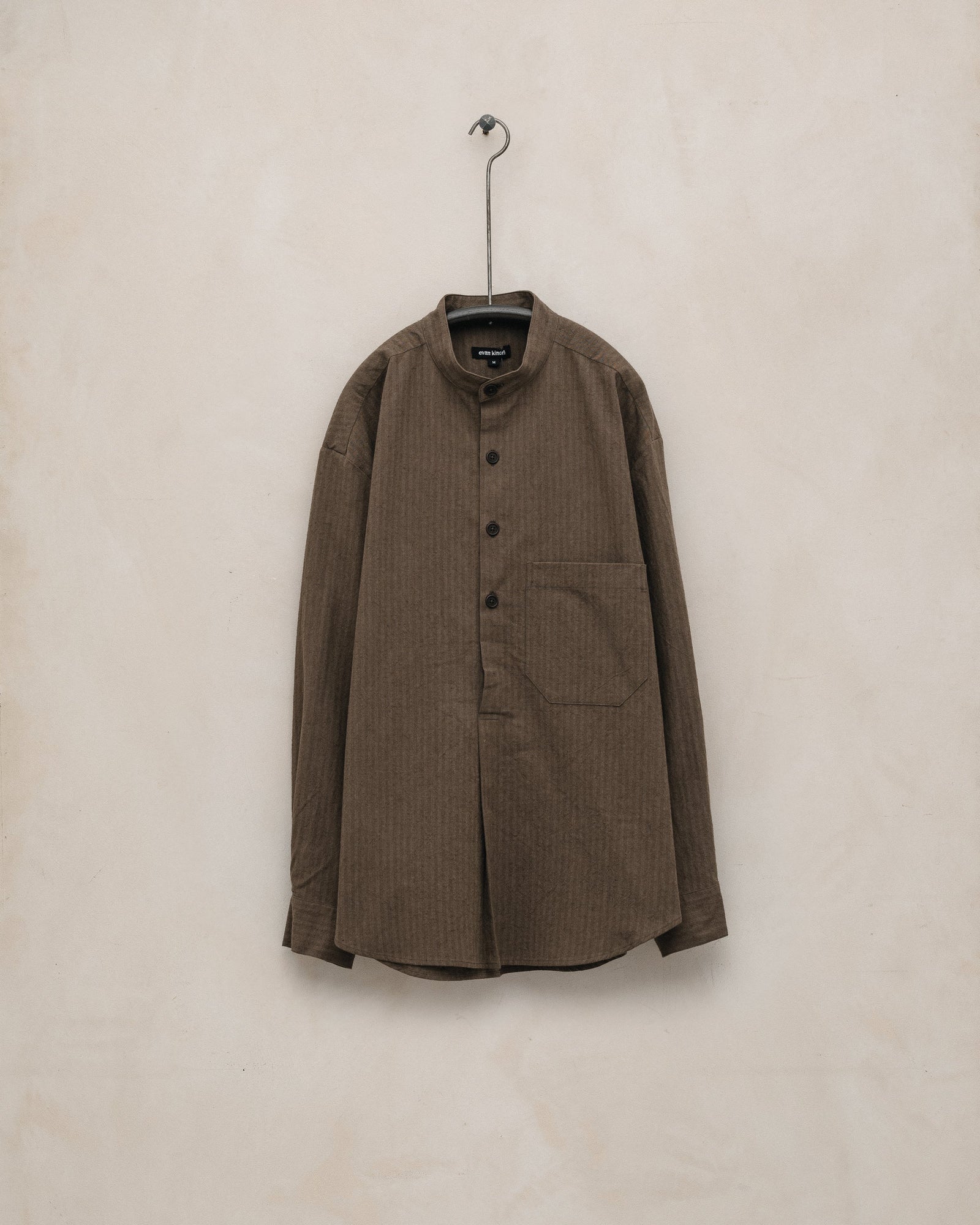 Popover Shirt - Yarn Dyed Hemp/Cotton Stripe, Charcoal/Dark Olive