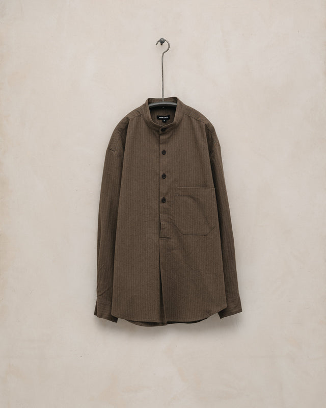 Popover Shirt - Yarn Dyed Hemp/Cotton Stripe, Charcoal/Dark Olive