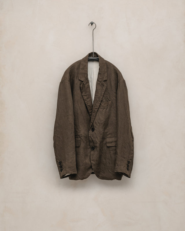 Three Button Jacket - Sumi Ink Hemp Twill, Dark Olive