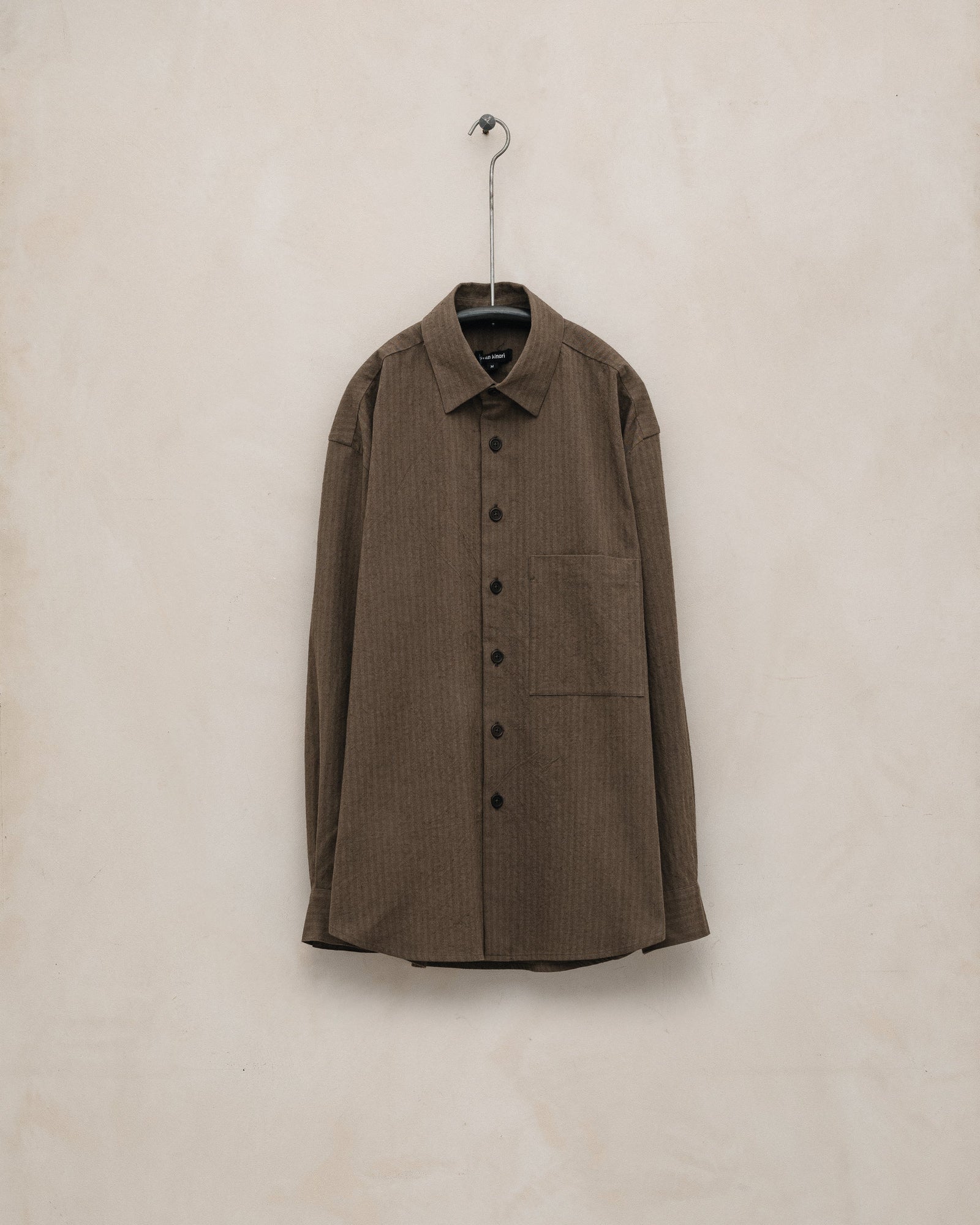 Big Shirt Two - Yarn Dyed Hemp/Cotton Stripe, Charcoal/Dark Olive