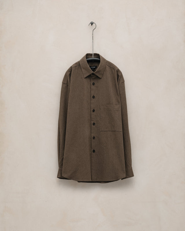 Big Shirt Two - Yarn Dyed Hemp/Cotton Stripe, Charcoal/Dark Olive