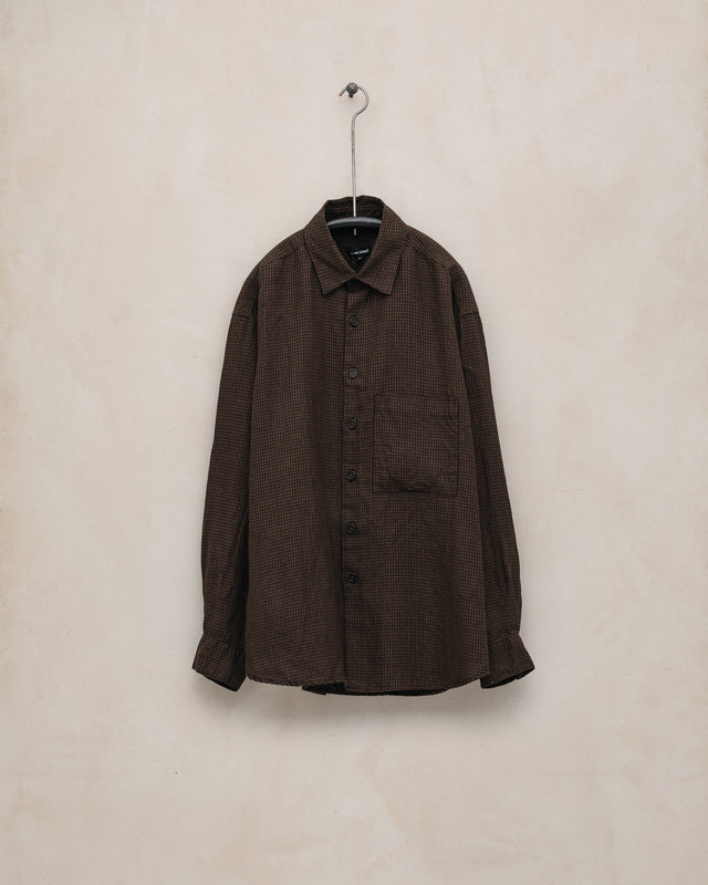 Big Shirt Two - Logwood Linen Check, Brown/Black (Logwood Overdye)