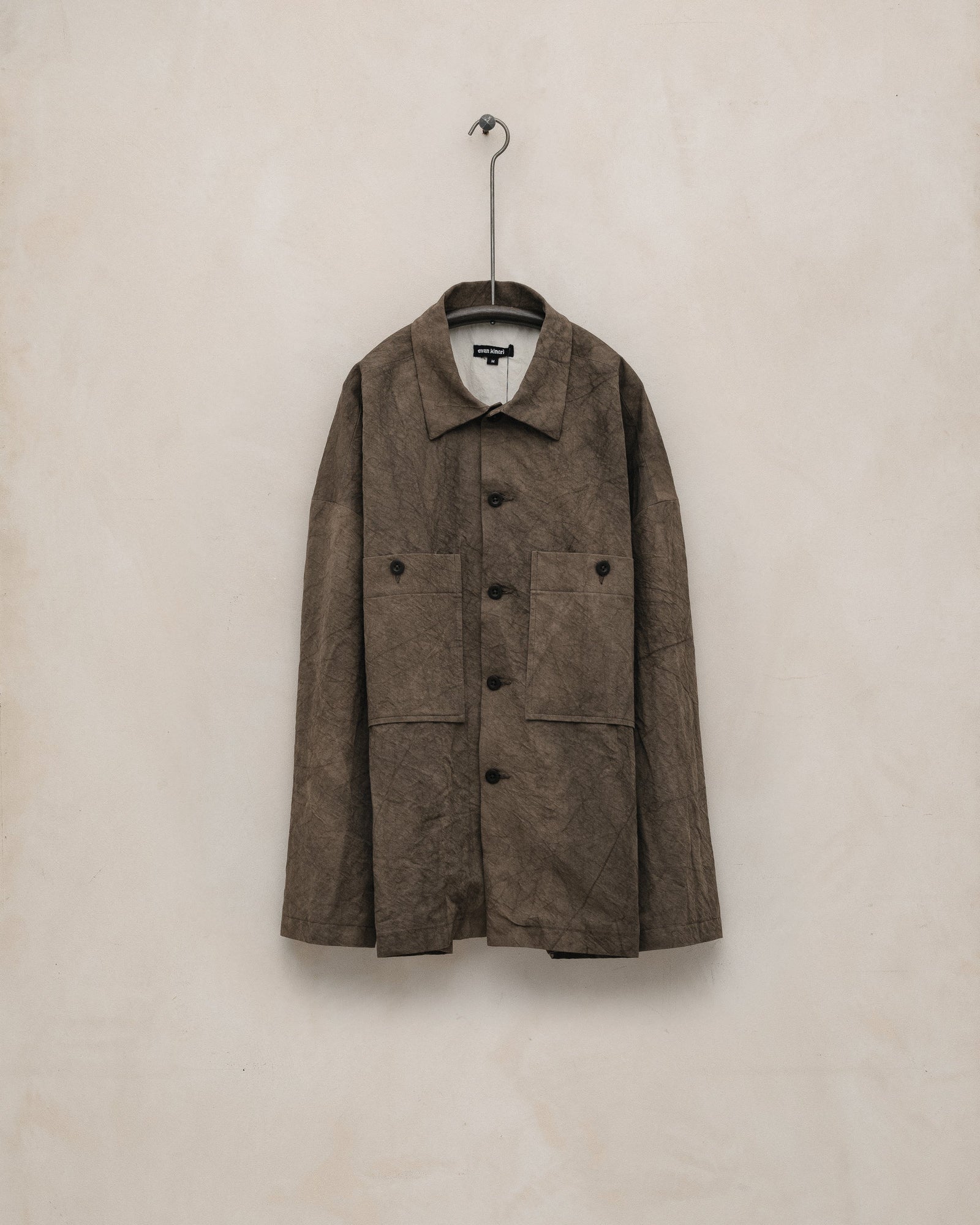 Field Shirt Two - Natural Dye Cotton/Washi Twill, Brown (Persimmon/Iron Dye)