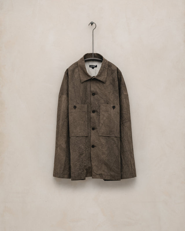 Field Shirt Two - Natural Dye Cotton/Washi Twill, Brown (Persimmon/Iron Dye)