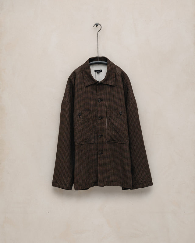 Field Shirt Two - Logwood Linen Check, Brown/Black (Logwood Overdye)
